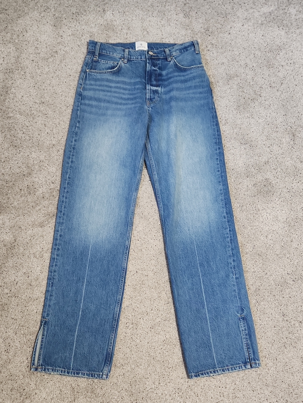 Anine Bing Roy Rigid Cotton Split Hem Jeans in Nordic Blue Size 29 - Picture 7 of 14